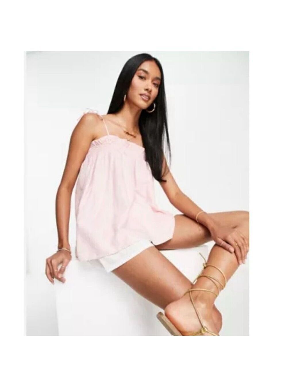 SALE NWT Mango Sz  M Gorgeous Linen Drapey pink Sleeveless Lose fit Camisole Top